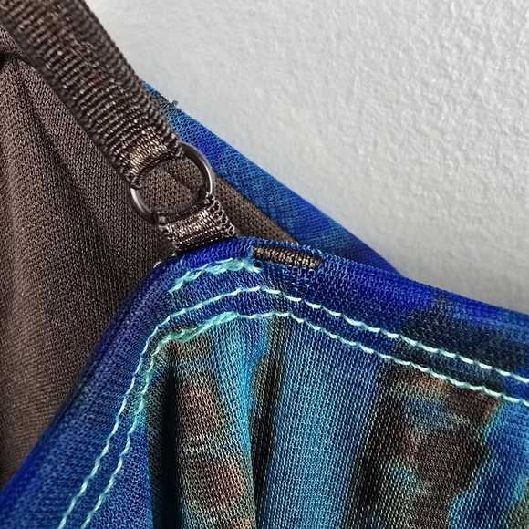 RUBY ROX Vintage Y2K Slinky Babydoll Dress Blue Green Womens Sz L Fairy Grunge - Picture 14 of 15